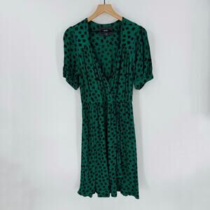Maeve by Anthropologie Lorraine Green Floral Midi‎ Dress Size 10 Dark Academia